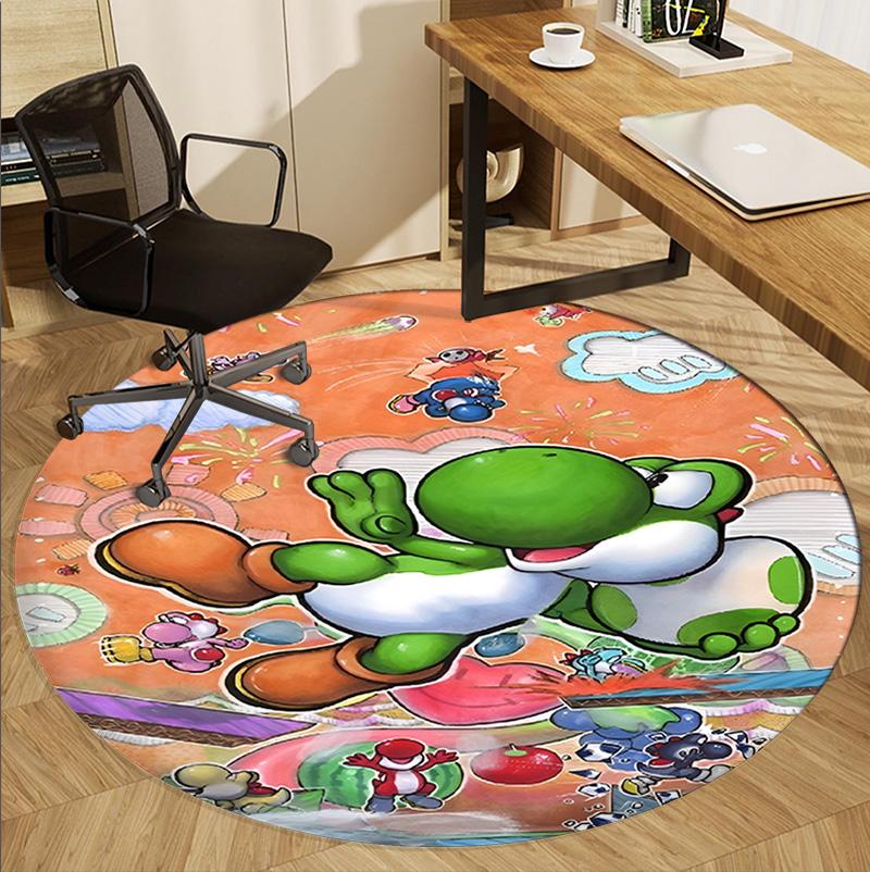 Yoshi Pattern Round Rug, Indoor/Outdoor Mat, for Picnic, Gameroom, Bedroom, Office, Living Room, Home Decor Carpet, Birthday Gift