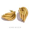 1PC Stainless Steel Irregular Distort Geometry Hoop Earrings for Women Vintage Gold Plated Metal Smooth Earrings Charm Jewelry Gift