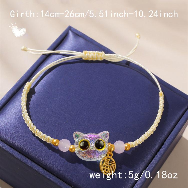 Браслеты Lucky Blue Big Eye Black Cat для женщин и мужчин, мультяшные животные, ручная работа, плетеные браслеты, парные украшения, подарки