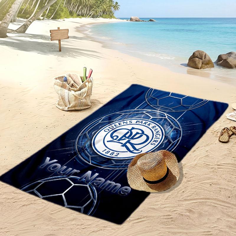 Queens Park Rangers FC Personalized Printed Beach Towel Soccer Logo Support Custom Name Text Absorbent Towel For Sport Travel Special Gift