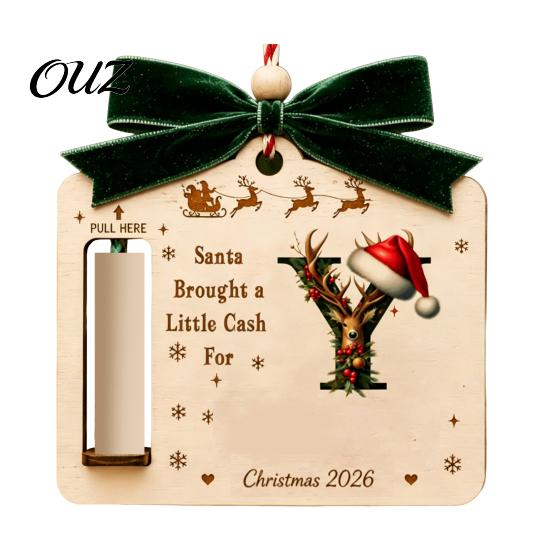 Handmade Wooden Souvenirs for Parties Personalized Letter Christmas Money Holder Cash, Alphabet Hanging Cash Gift Ornaments Classroom Activities