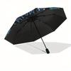 Viking Vegvisir Compass Norse Runes Umbrella - 3-Fold Compact Automatic Open/Close, 8-Rib Windproof Design with Blue Viking Ru