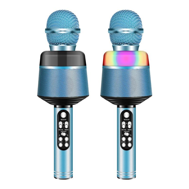 Professional Wireless Bluetooth Karaoke Microphone Colorful Lighting Singing Recorder Music Player For Ktv Birthday Party
