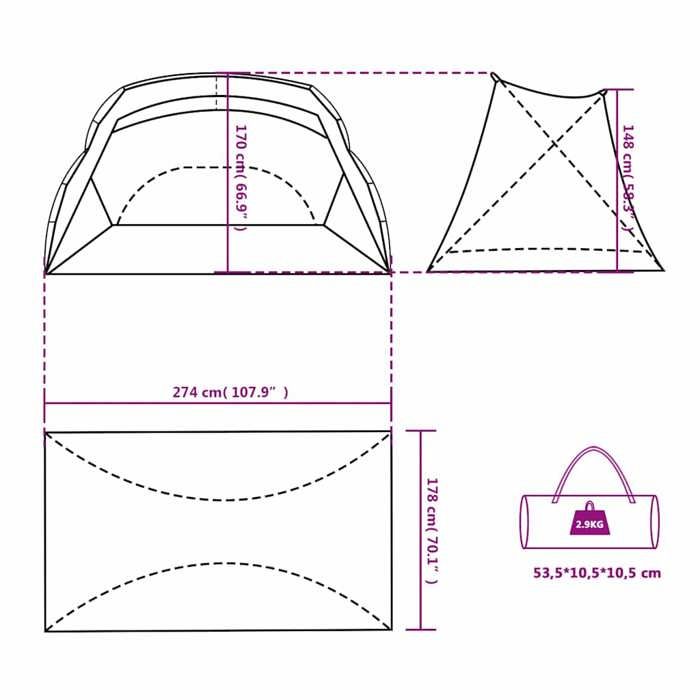 VidaXL Tente de Plage, Abri de Plage avec Sac de Transport, Auvent de Camping, Tente d'Ombrage Jardin Extérieur, Bleu Azuré 94403