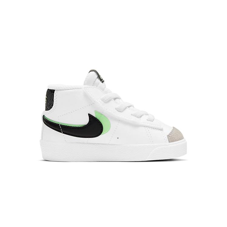Nike Кроссовки Blazer 77 SE Mid top для скейтбординга Черно-бело-зеленые для младенцев и малышей DD1849-100