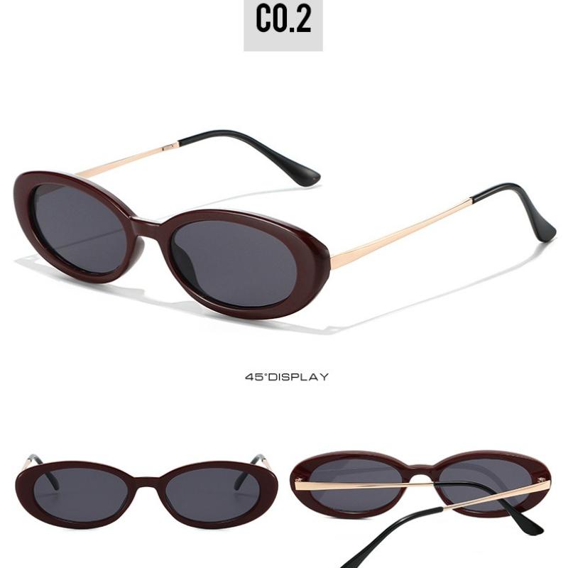 Retro Oval Small Frame Sunglasses, Thin Metal Temple Sunshade Sunglasses, Women's Street Photography Versatile Decorative Glasses