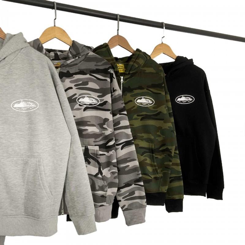 Corteiz Hooded Fleece Sweatshirt With Devil Graphic Print Unisex Oversized Casual Pullover Fall