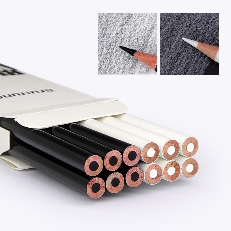 Brutfuner 12 шт./компл. черно-белый угольный карандаш для эскизов, стандартный карандаш для эскизов, набор карандашей для рисования, принадлежности для художественной живописи