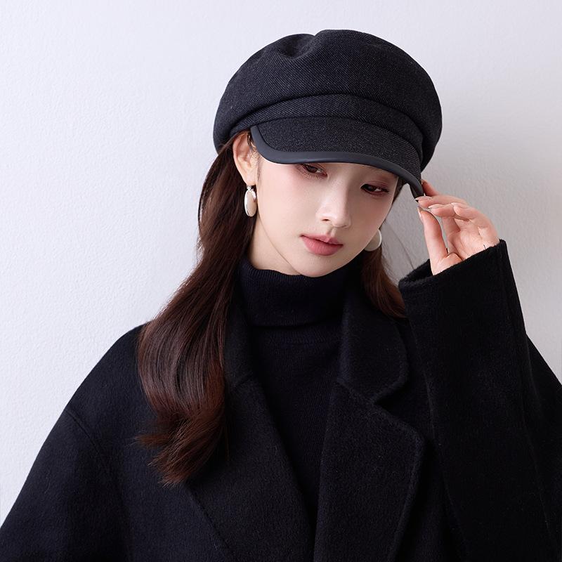 Autumn new British retro octagonal hat fashionable temperament painter hat high quality literary flat top hat men and women