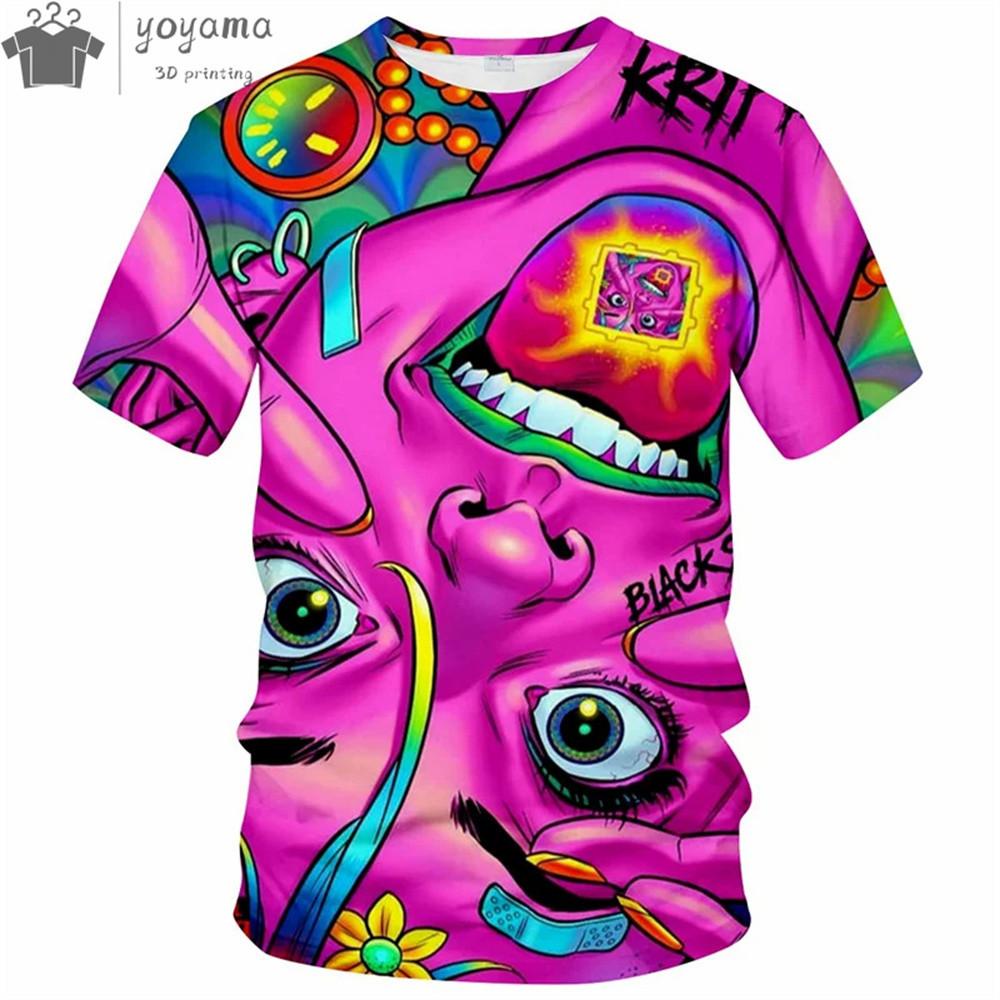 Красочная футболка с принтом «Trippy» для мужчин, крутые дизайны, футболки, летняя повседневная футболка с коротким рукавом и круглым вырезом