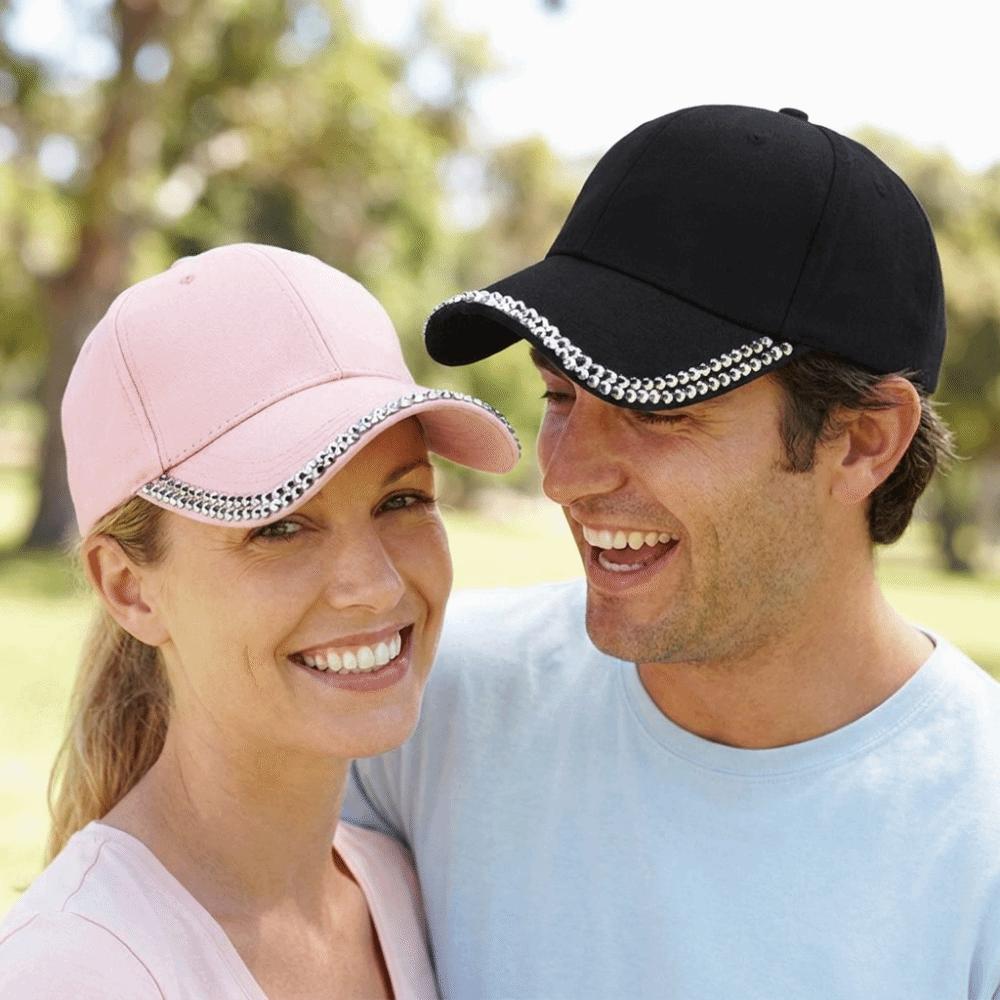Adjustable Rhinestone Baseball Cap Elegant Streetwear Cap Diamond Brim Cap  Couple Accessories