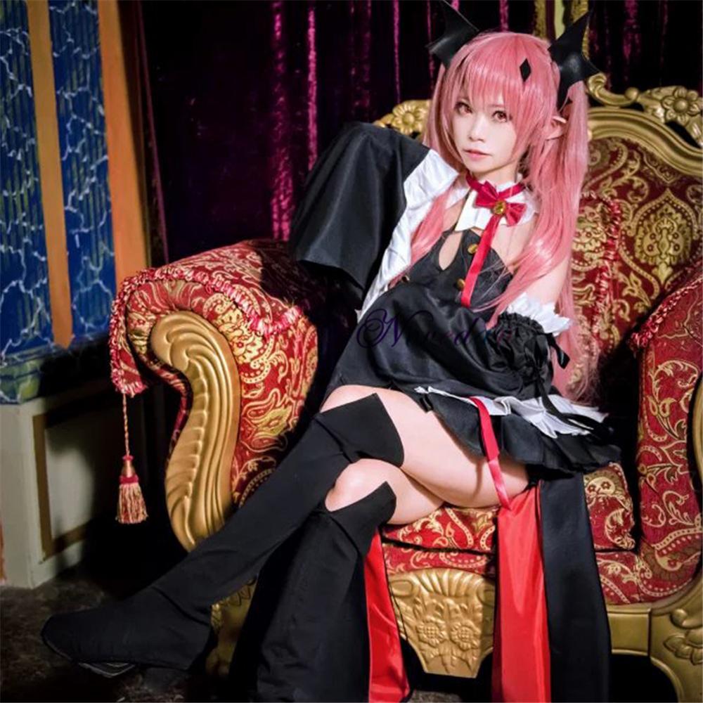 Серафим Конца Owari no Seraph Krul Tepes Косплей Костюм Униформа Парик Косплей Аниме Ведьма Вампир Хэллоуин Костюм Для Женщин