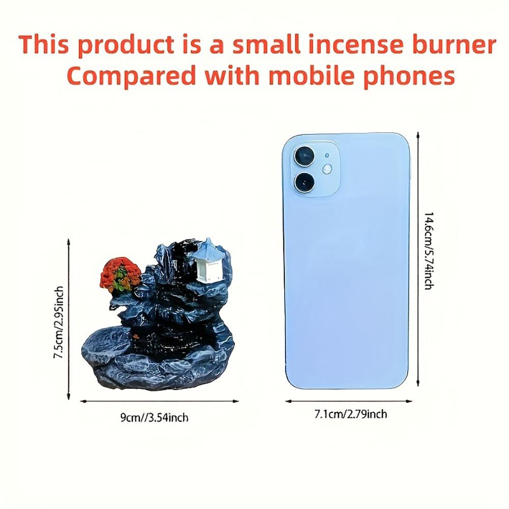 1Pc Unique Creative Mountain Waterfall Incense Burner Backflow Aromatherapy Resin Waterfall Incense Burner Statue Ornament Home Decoration Holiday