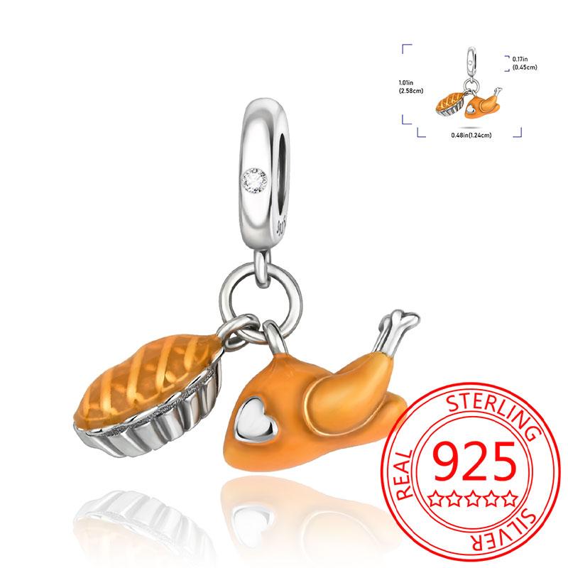 Delicious Food Copper Doughnut Cake Dessert Fruit Fine Wine Bead Pendant Fit Bracelet Necklac Boutique Jewelry Gift