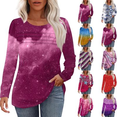 Женский свободный повседневный топ с круглым вырезом и длинными рукавами, модный топ