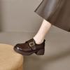 Women's Autumn and Winter Square Buckle Thick-soled Single Shoes Waterproof Table Thick Heel College Style Small Leather Shoes