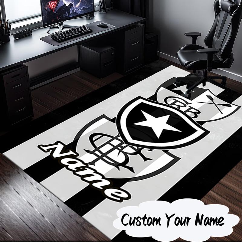 Custom Name Botafogo Emblem Rug for Living Room, Game Rooms, Office, Bedroom, Floor Mat Playful Design, fan gifts Christmas decor