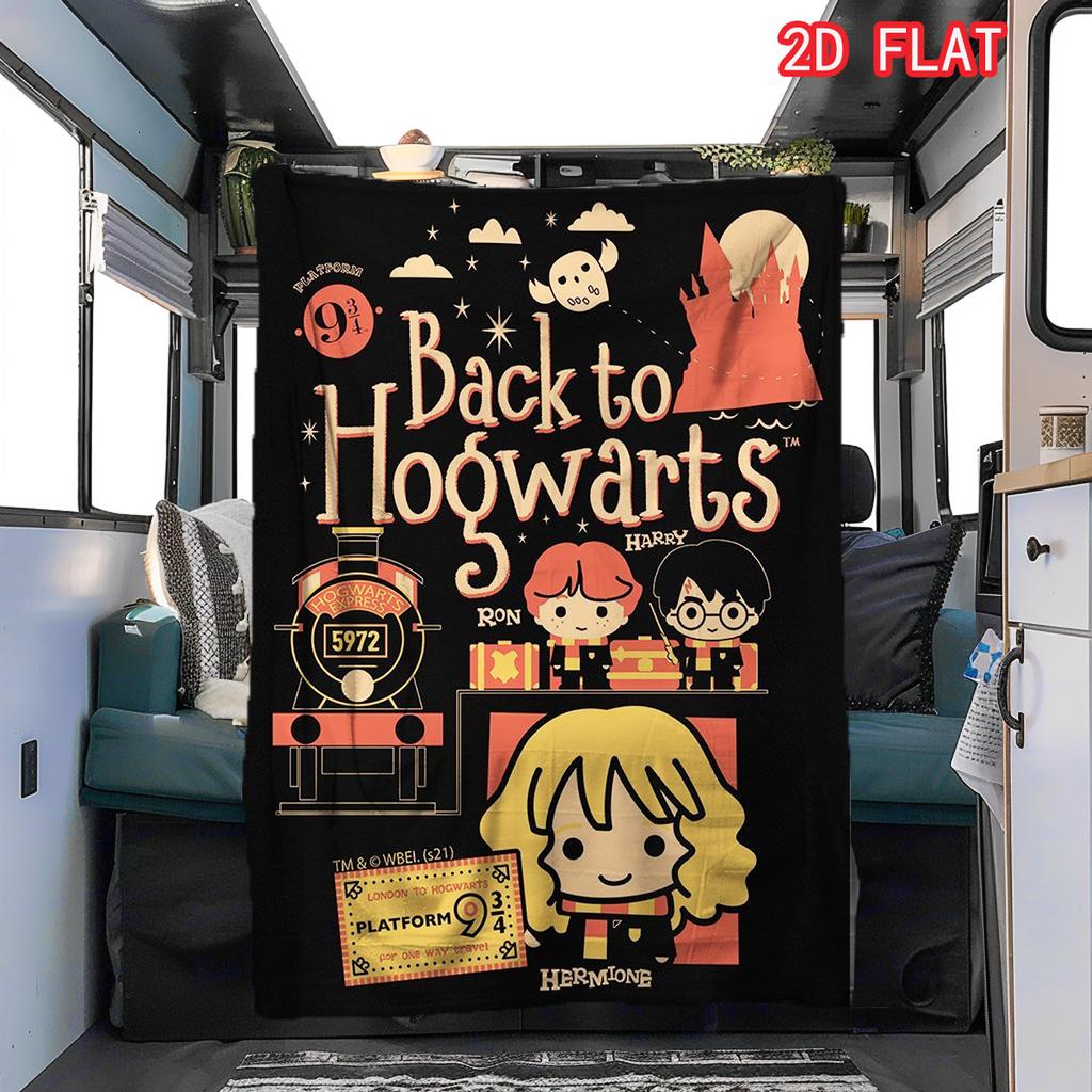 Back to Hogwarts Print Flannel Blanket, Soft Cozy Throw for Harry Potter Fans