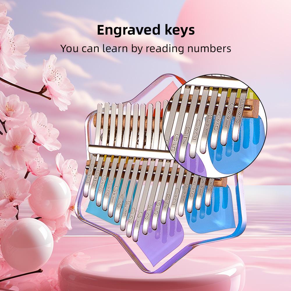 Kalimba Mini Thumb Piano 17 Keys Portable Musical Instrument Cartoon Cute Kalimba Thumb Piano Music Box Gift for Beginners Interesting Party Travel