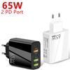65W USB Fast Charger 4-Port Charger Adapter for iPhone 12 13 14 Pro Max Xiaomi Samsung Realme EU/US/UK Plug Fast Adapter