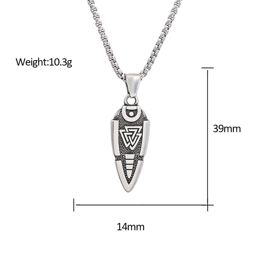 Vintage Style Norse Odin Spear Pendant Trendy Stainless Steel Gungnir Arrowhead Necklace Men Viking Rune Valknut Amulet Jewelry