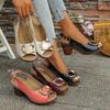 New Plus-size Shoes, Thick-heeled High-heeled Fish-mouth One-shoulder Sandals for Women