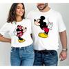 MINISO Disney Mickey and Minnie Print Couples T-shirt For Men Women Cotton Short Sleeve O-neck Tees Summer Casual Oversized Tops