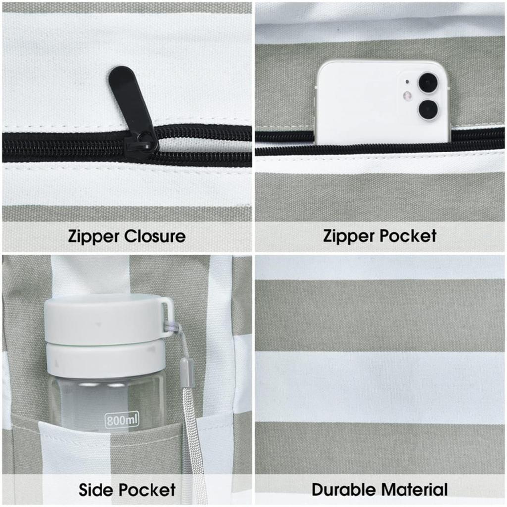 Women's Handbag Large Capacity Stripes Tote Pouch for Women Foldable Beach Bag Waterproof and Sand Resistant Travel Bag