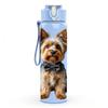 1PC Bow Tie Yorkshire Dog Print 750ml Color Plastic Sports Water Bottle Leakproof Flip Straw Lid Suitable for Sports Office Home Use