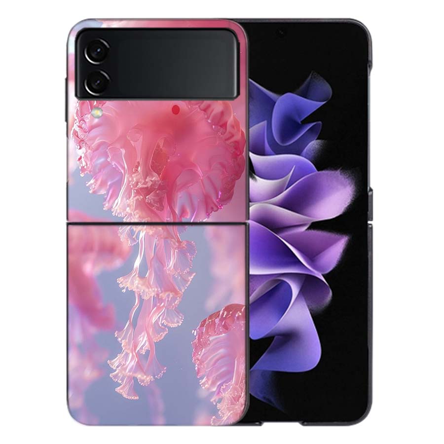 Очаровательный Неоновый Медуза Чехол Для Samsung Z Flip7 6 Galaxy Чехол Ударопрочный Z Flip5 Z Flip3 4 5G Жесткий Чехол Телефон ТПУ ПК Жесткий