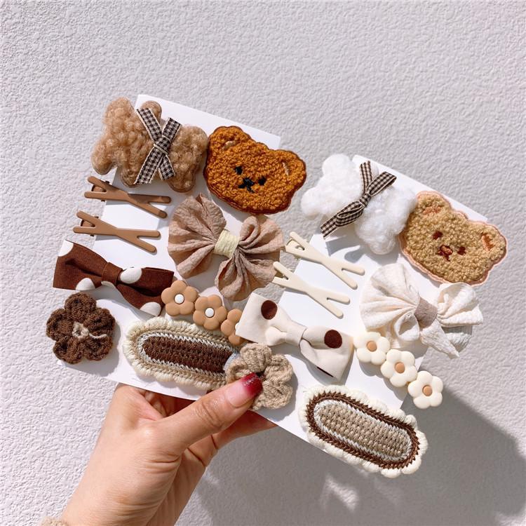 Мультяшные плюшевые заколки для волос для детей - Милые осенне-зимние заколки для маленьких девочек, в корейском стиле принцессы