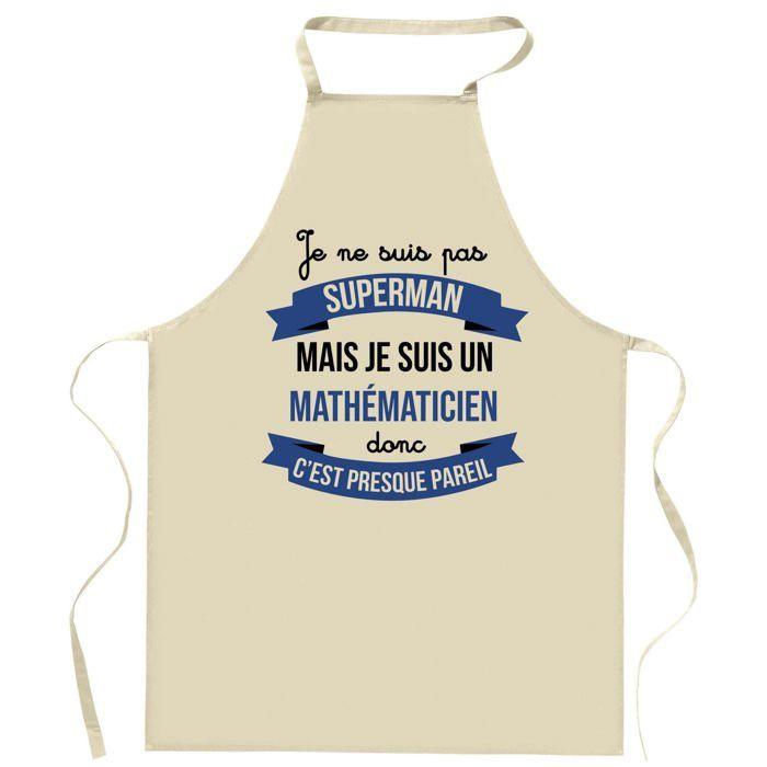 Tablier de cuisine - Mathématicien Superhéros - Coton résistant - Imprimé en France - Liens ajustables