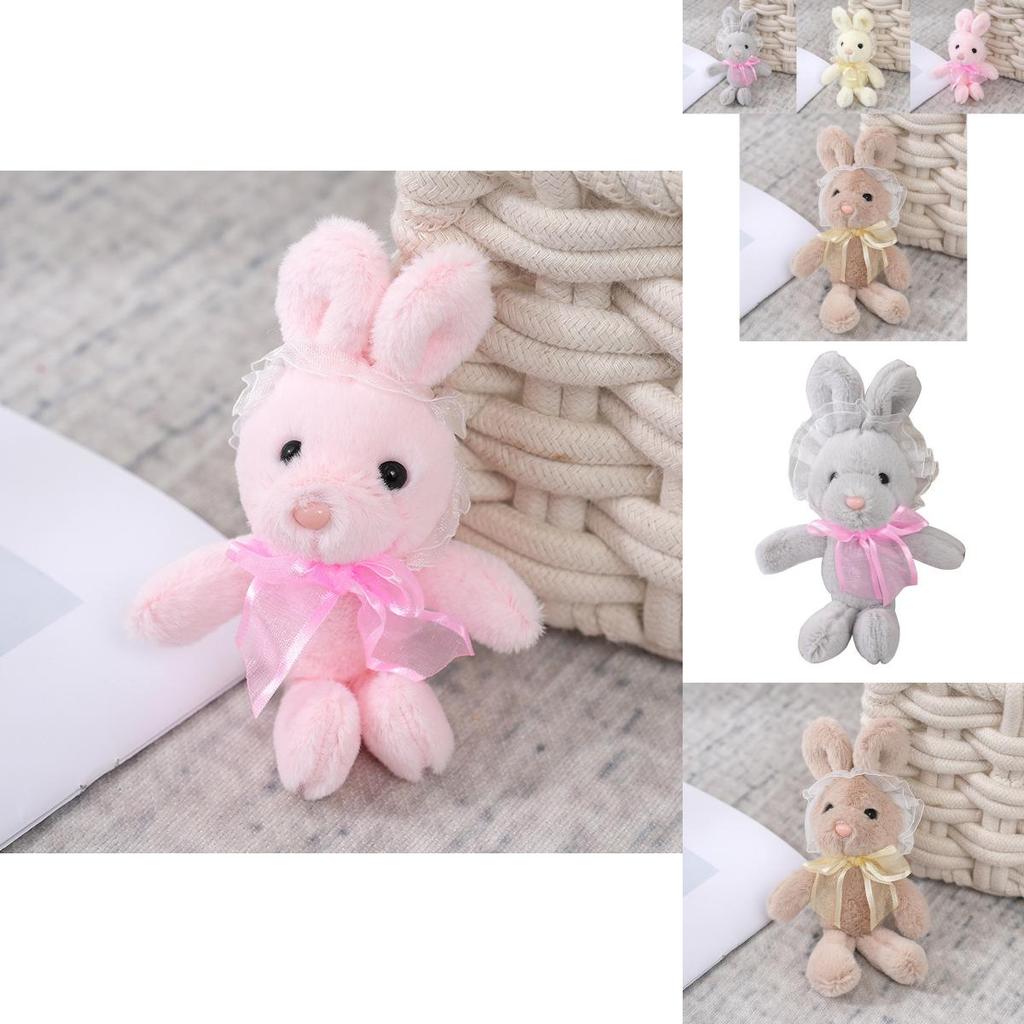 Adorable Lace Bunny Plush Toy Soft And Fluffy Stuffed Animal Doll Keychain