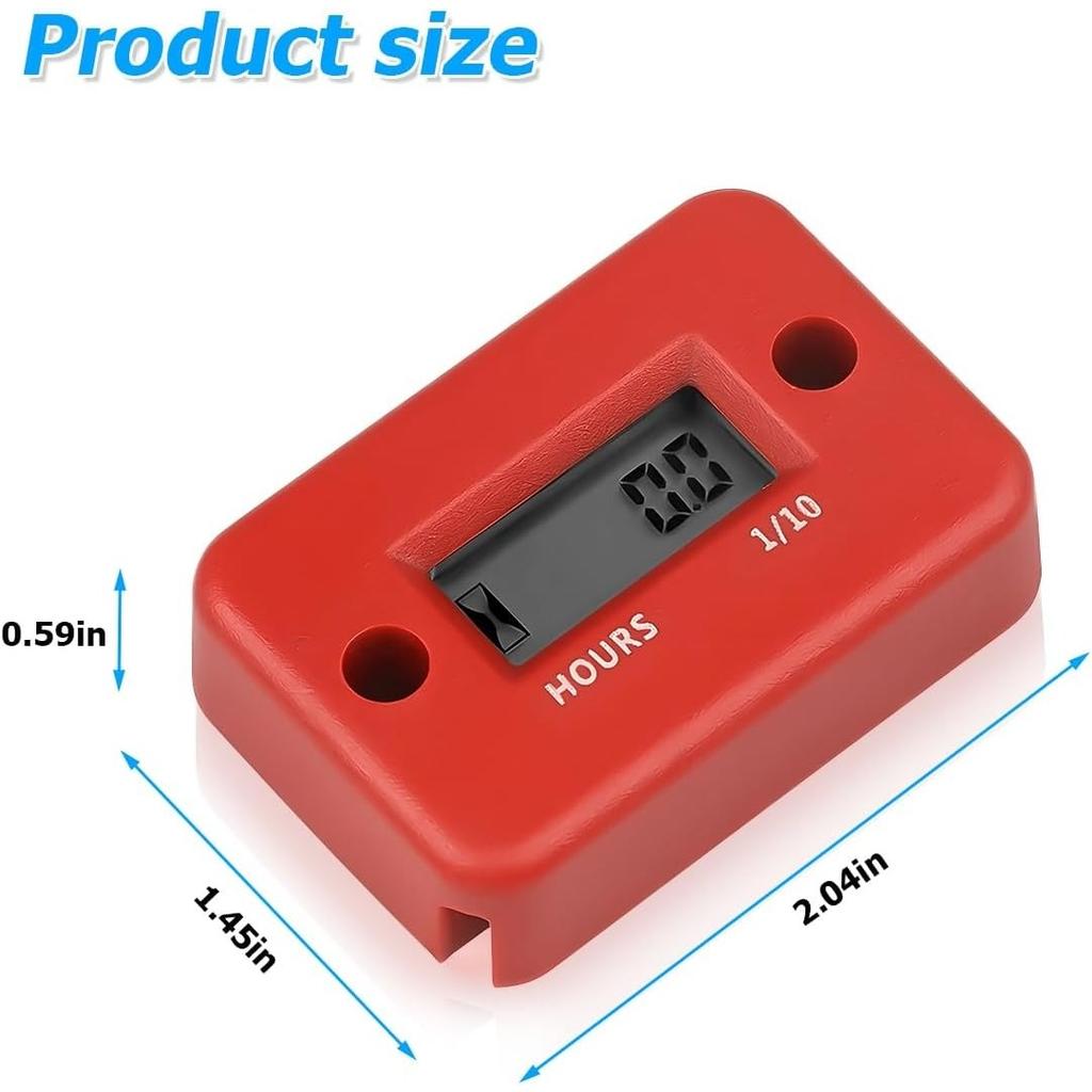 Автомобильный цифровой индуктивный счетчик моточасов, водонепроницаемый IP68 для газового двигателя, генератора, датчика температуры, газонокосилки, триммера, UTV, кустореза, мотоцикла и т. д.