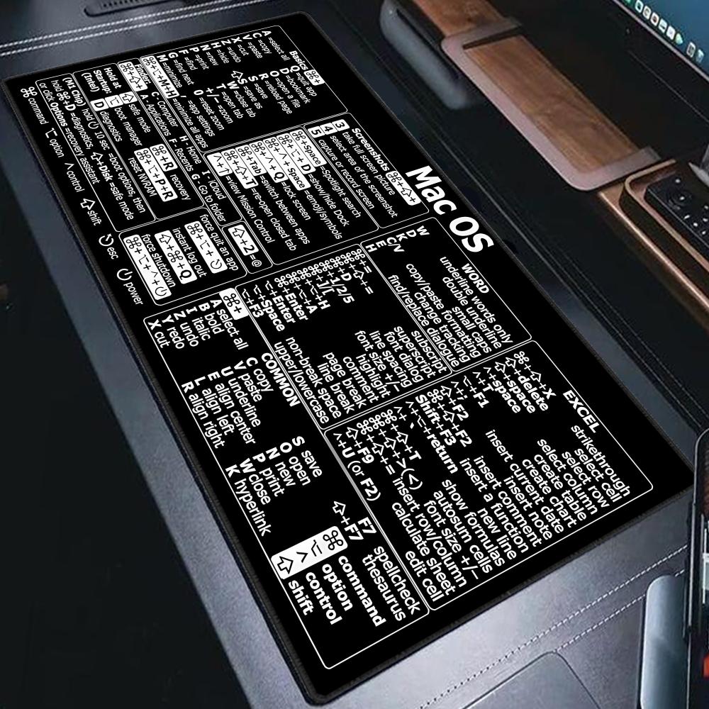 Шпаргалка по сочетаниям клавиш Mac Os Word Excel XXL Коврик для мыши для Mac Быстрый справочник Сочетание клавиш Клавиатуры Нескользящая резиновая основа Коврик для мыши