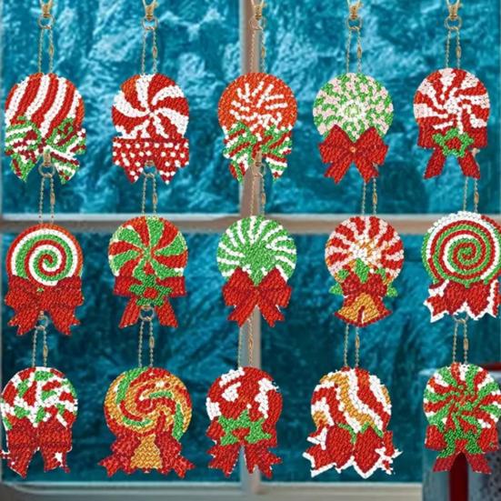 15 шт. рождественский брелок для ключей со стразами, набор для самостоятельной росписи, украшение для детей, семейный набор «Горячая корова какао»