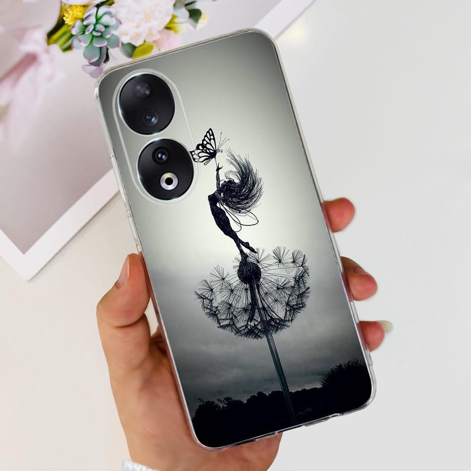 Для Honor 90 / Honor 90 Lite 90 Pro 90 Умный Чехол Роскошный Стильный Мягкий Силиконовый Чехол Красивый Цветок Вишни Fundas Прозрачный Capa