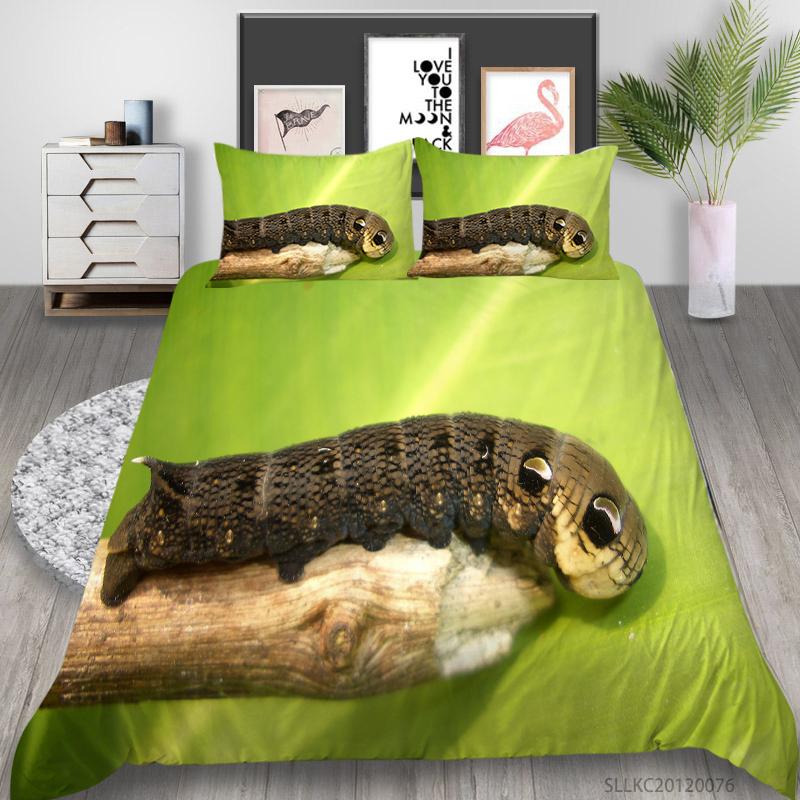 Лидер продаж, комплект постельного белья, дышащий пододеяльник с 3D принтом, домашний текстиль с насекомыми и наволочкой, мягкий пододеяльник для детей-подростков