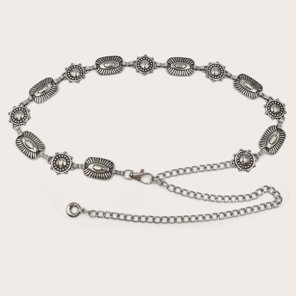 Ретро Звезда Пояс Цинковый Сплав Цинка Y2K Серебристая Поясная Цепочка Регулируемый Винтажный Золотой Цепочный Пояс Женский