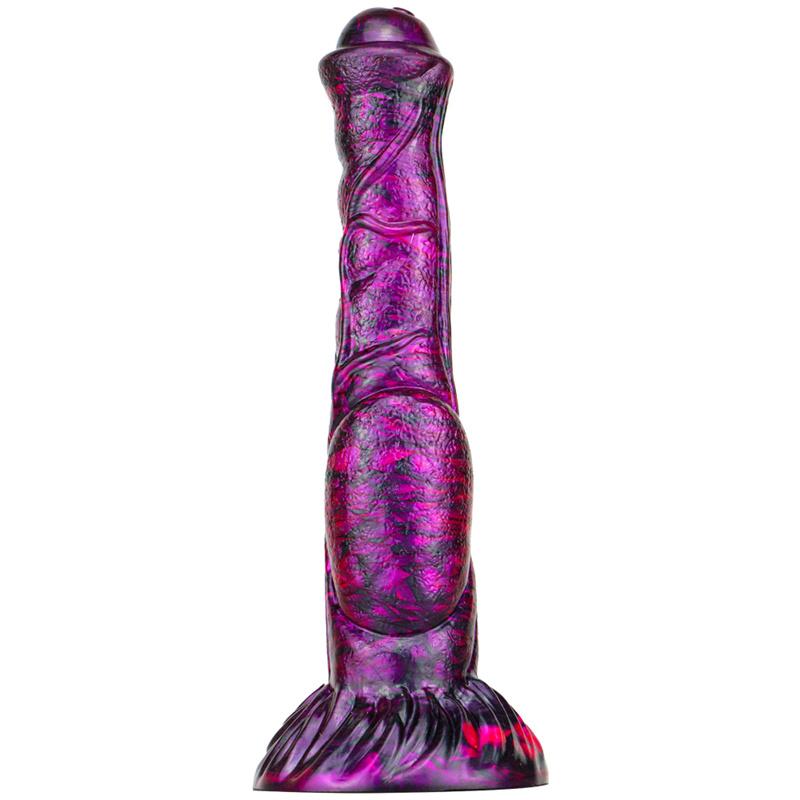 Eggless Horse Cock Mixed Color Liquid Silicone Dildo Female with Oversized Backyard Expansion Anal Masturbator