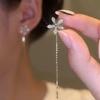Women Earrings Linear Earrings Long Tassel Flower Shape Shiny Cubic