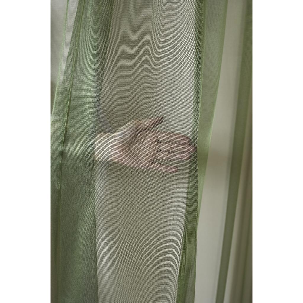 Изумрудно-зеленая зеленая глажка яркая тюлевая занавеска - Olin - без ворса - экстракты усадки
