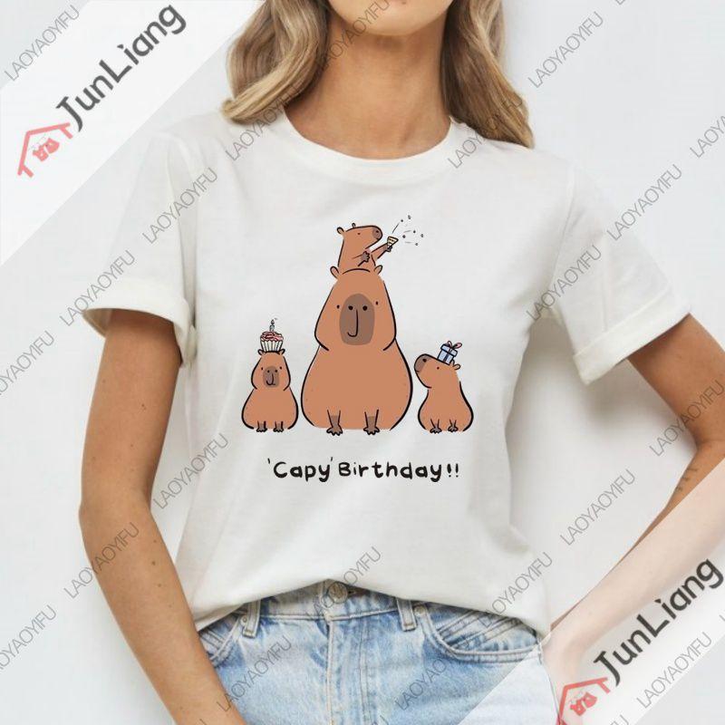 Футболка Capyeras Funny Cute Capybara Color Concert Tour Cute Animal с короткими рукавами и круглым вырезом, свободный топ Harajuku