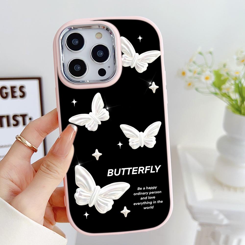 LZ4 Butterfly art design мягкий чехол для телефона Samsung S24 Ultra S23 Plus S21 FE A16 A54 A52 A06 Infinix Hot 40 30i защита объектива противоударный чехол