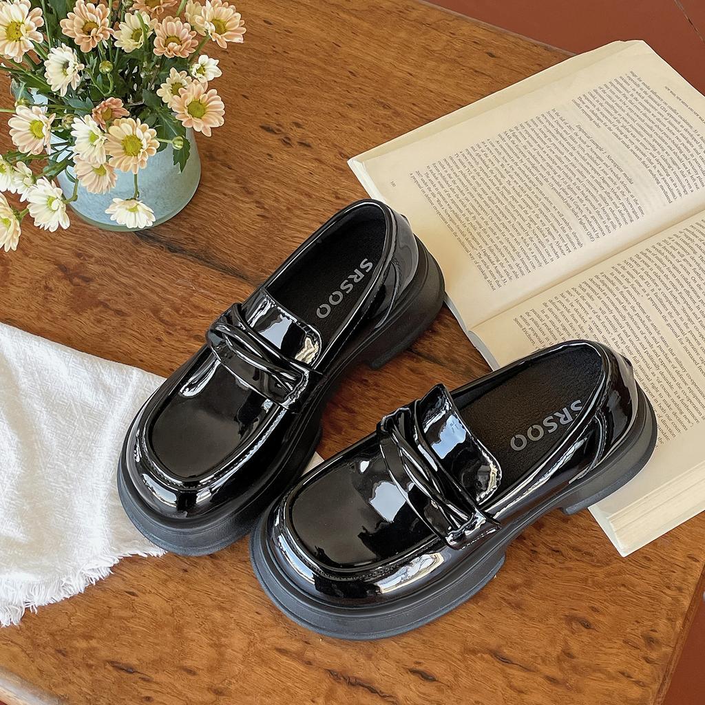 Retro Black British Style Platform Jk Small Leather Shoes Women's 2025 New Autumn with Skirt Versatile Love Single Shoes