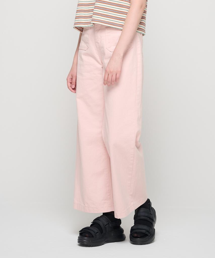ROIDESROIS A-Line Hidden Elastic Waist Pocket Summer Cotton Pants (Light Pink)