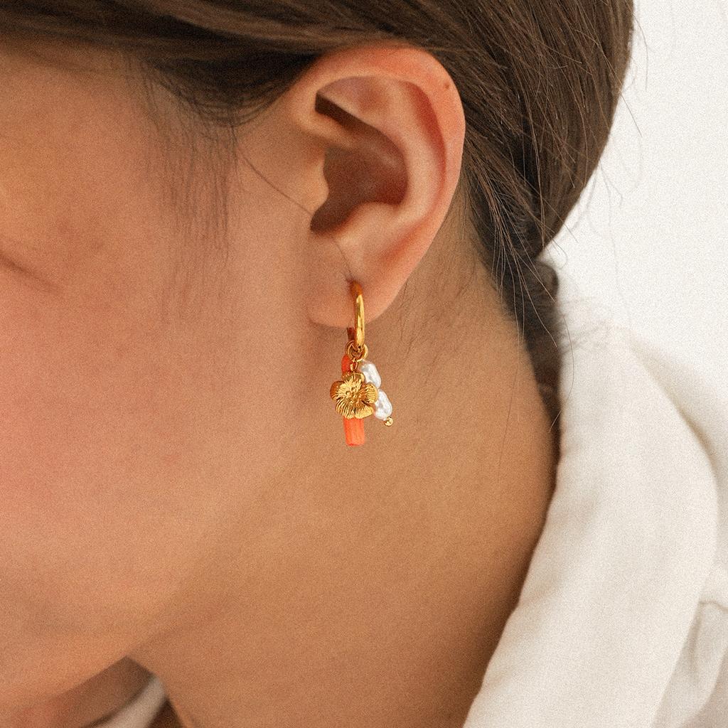 Аксессуары для изготовления украшений Цветочные жемчужные серьги Легкая роскошь Высококачественные обручи из нержавеющей стали Дофаминовые серьги для женщин
