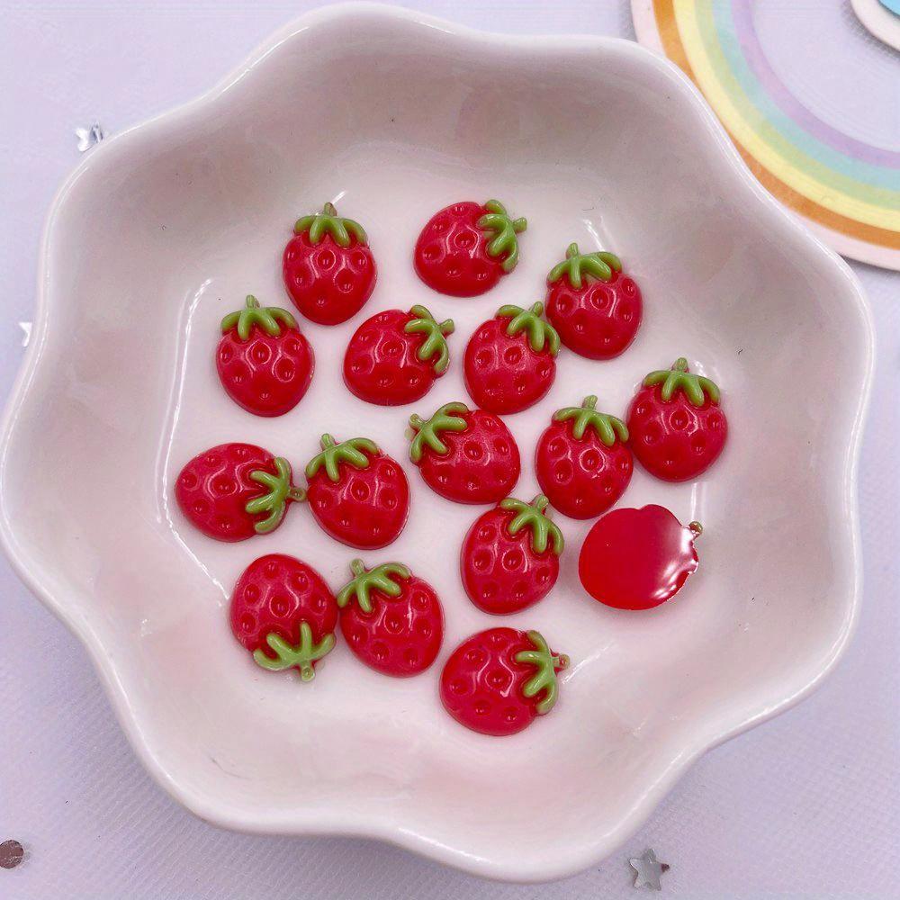 Красочные Кавайные Смоляные Плоские Аппликации в виде Клубники - 50 штук для DIY поделок и декора