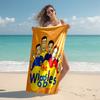 Пляжное полотенце с рисунком The Wiggles - мягкое, впитывающее, быстросохнущее, можно стирать в машине - идеально для плавания, кемпинга, купания