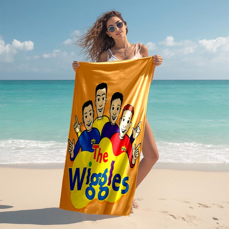 Пляжное полотенце с рисунком The Wiggles - мягкое, впитывающее, быстросохнущее, можно стирать в машине - идеально для плавания, кемпинга, купания